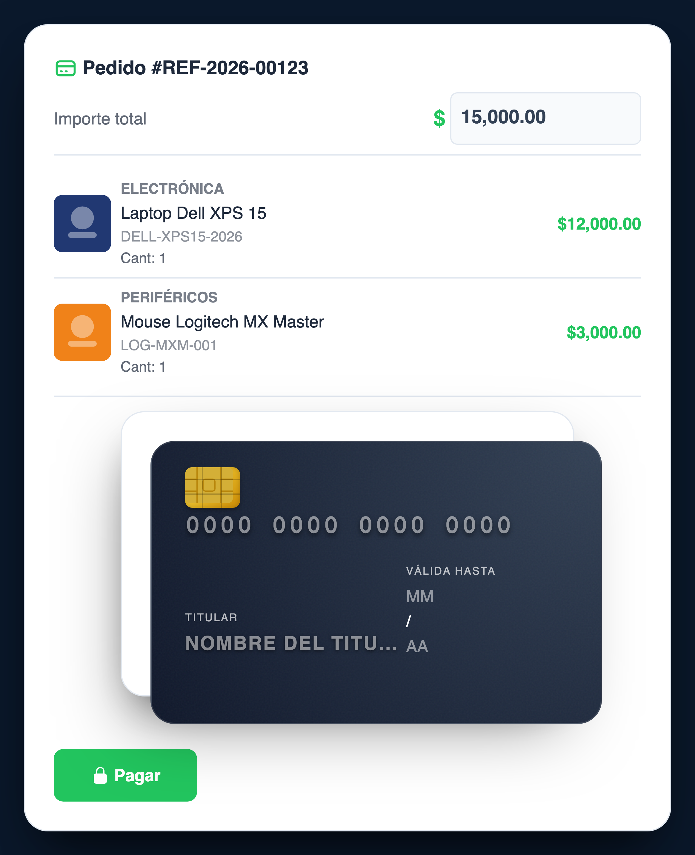 Com cartão e com produtos